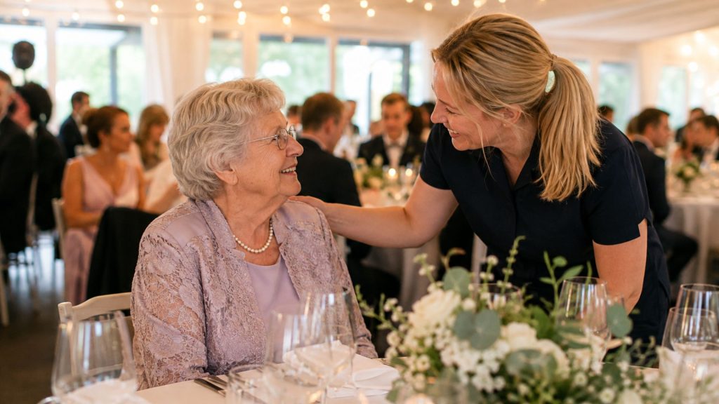 Havna hjemmehjelp som hjelper til i et bryllup